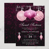 Roze kerst met kerst en sabiele sixteen kaart (Voorkant / Achterkant)