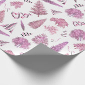Roze kerst met kerstbomen cadeaupapier (Hoek)