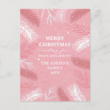 Roze kerst met pijnboombladeren