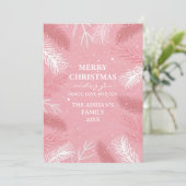 Roze kerst met pijnboombladeren feestdagenkaart (Staand voorkant)