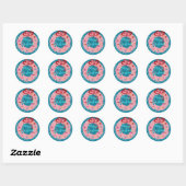 Roze kerst met wirespreet ronde sticker (Vel)