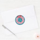 Roze kerst met wirespreet ronde sticker (Envelop)