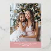 Roze Kerst Mistletoe Schilderij Custom Foto Folie Feestdagenkaart (Achterkant)