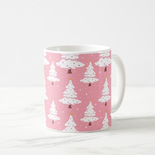Roze Kerst Mok met Kerstboom Patroon (Voorkant rechts)
