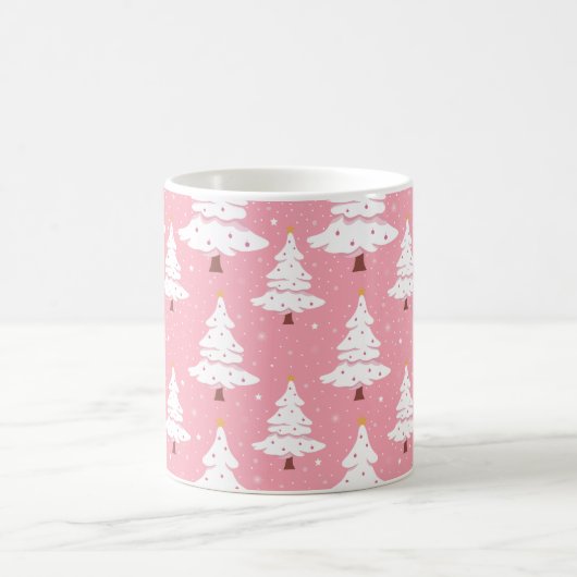 Roze Kerst Mok met Kerstboom Patroon (Center)