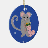 Roze Kerst Muis Keramisch Ornament (Rechts)