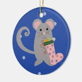 Roze Kerst Muis Keramisch Ornament (Links)