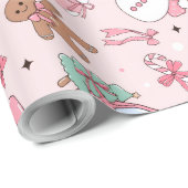 Roze kerst naadloos cadeaupapier (Rol Hoek)