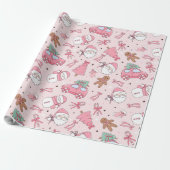Roze kerst naadloos cadeaupapier (Uitgerold)