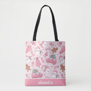 Roze kerst naadloos patroon  tote bag