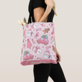 Roze kerst naadloos patroon  tote bag (Dichtbij)