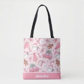 Roze Kerst Naadloos Tote Bag (Voorkant)