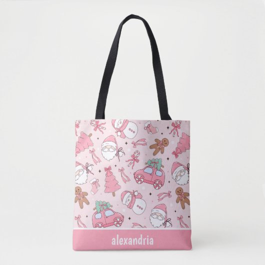 Roze Kerst Naadloos Tote Bag (Voorkant)