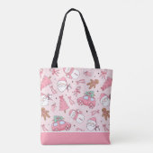 Roze Kerst Naadloos Tote Bag (Achterkant)