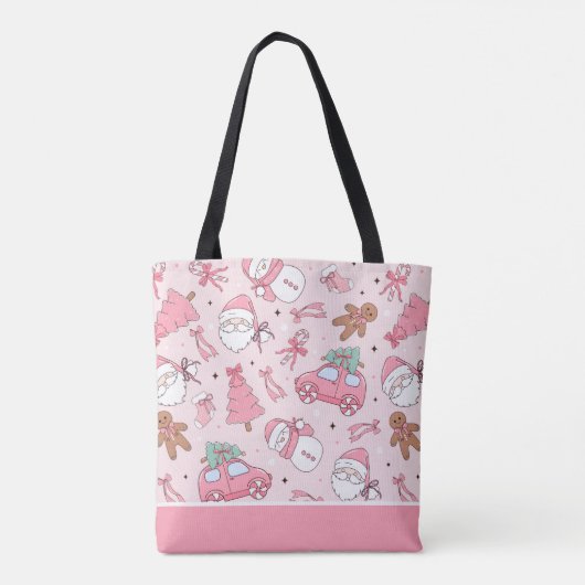 Roze Kerst Naadloos Tote Bag (Achterkant)