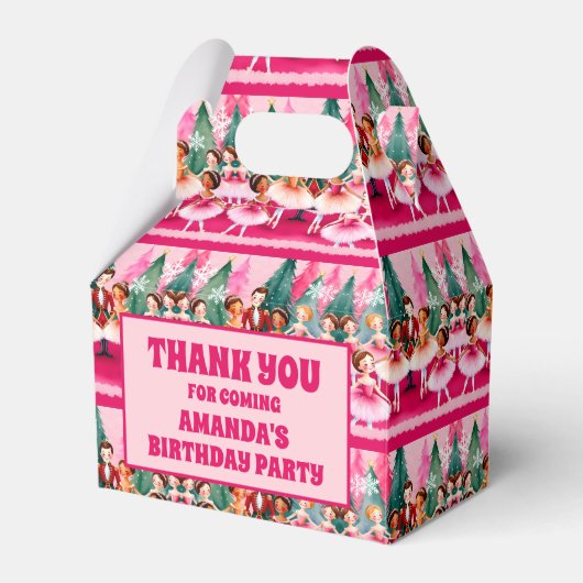 Roze Kerst Notenkraker Ballerina Kids Verjaardag Bedankdoosjes (Voorkant Zijde)