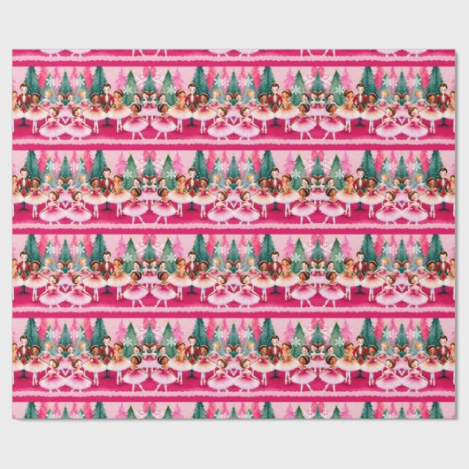Roze Kerst Notenkraker Ballerina Kids Verjaardag Cadeaupapier (Vlak)