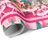 Roze Kerst Notenkraker Ballerina Kids Verjaardag Cadeaupapier (Rol Hoek)