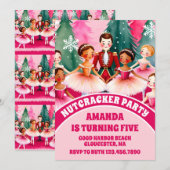 Roze Kerst Notenkraker Ballerina Kids Verjaardag Kaart (Voorkant / Achterkant)