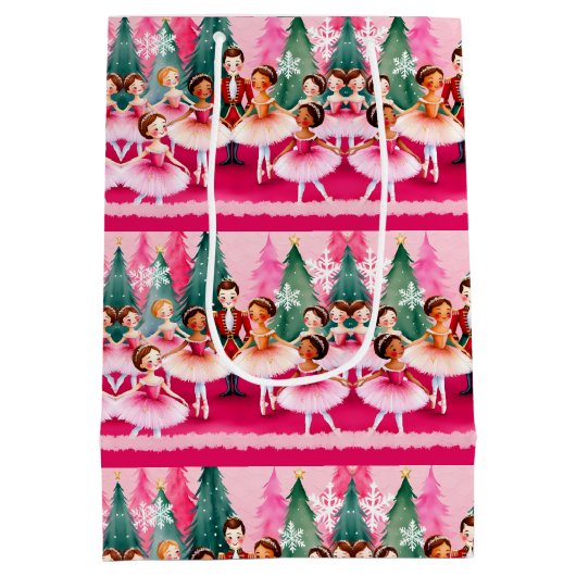 Roze Kerst Notenkraker Ballerina Kids Verjaardag Medium Cadeauzakje (Achterkant)