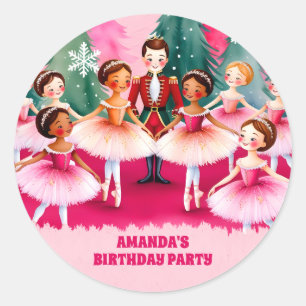 Roze Kerst Notenkraker Ballerina Kids Verjaardag Ronde Sticker