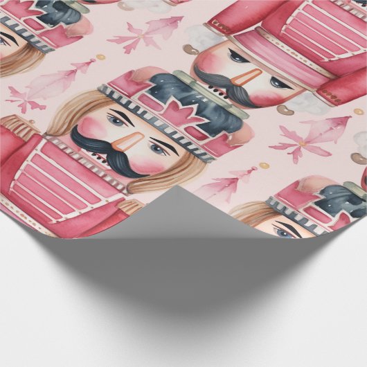 Roze Kerst notenkraker Cadeaupapier (Hoek)