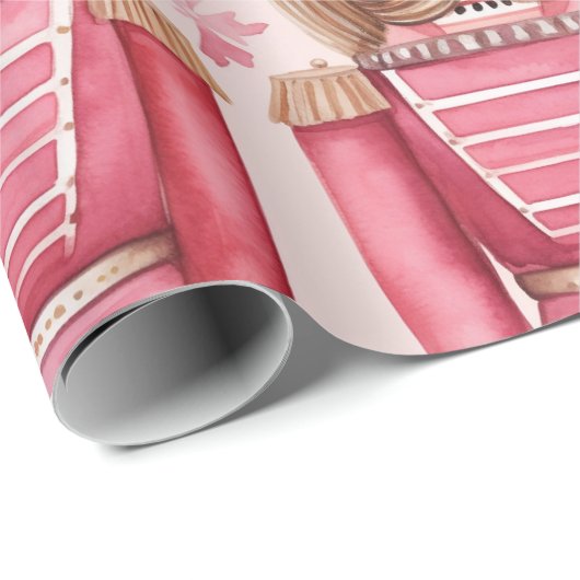 Roze Kerst notenkraker Cadeaupapier (Rol Hoek)