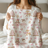 Roze Kerst Notenkraker Fleece Deken