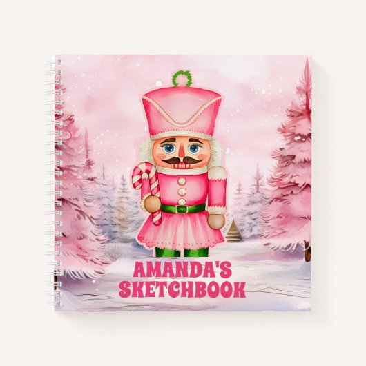 Roze Kerst Notenkraker Kinderen Schetsboek Notitieboek (Voorkant)