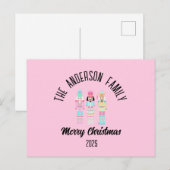Roze Kerst Notenkraker Pastel Gepersonaliseerde Na Feestdagenkaart (Voorkant / Achterkant)