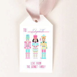 Roze Kerst Notenkraker Pastel Persoonlijke Naam Cadeaulabel