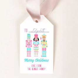Roze Kerst Notenkraker Pastel Persoonlijke Naam Cadeaulabel