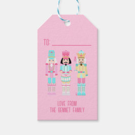Roze Kerst Notenkraker Pastel Persoonlijke Naam Cadeaulabel