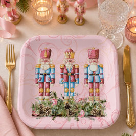 Roze Kerst Notenkraker Trio Papieren Bord