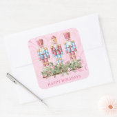 Roze Kerst Notenkraker Trio Vierkante Sticker (Envelop)