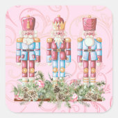 Roze Kerst Notenkraker Trio Vierkante Sticker (Voorkant)