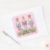 Roze Kerst Notenkraker Trio Vierkante Sticker (Envelop)