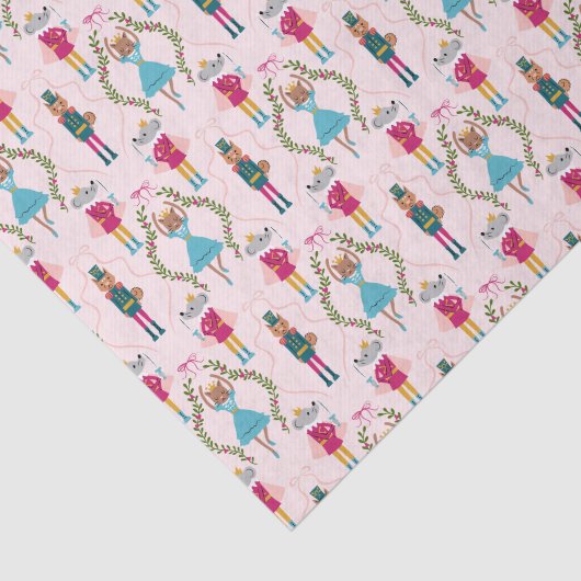 Roze kerst notenkrakerpatroon tissuepapier (Detail)