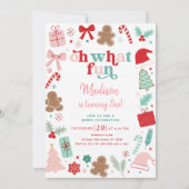 Roze Kerst Oh Wat een leuke eerste verjaardag Kaart (Voorkant)