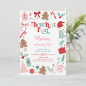 Roze Kerst Oh Wat een leuke eerste verjaardag Kaart (Staand voorkant)