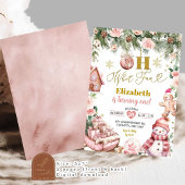 Roze Kerst Oh wat leuk Bloemen Eerste Verjaardag Kaart