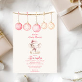 Roze Kerst Olifant Baby shower Kaart