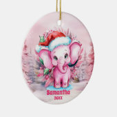 Roze Kerst Olifant Kinder Foto Ornament (Rechts)