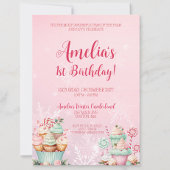 Roze Kerst Onederland Cupcake 1e verjaardag Kaart