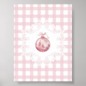 Roze Kerst Ornament Green Gingham Holiday Poster (Voorkant)