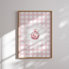 Roze Kerst Ornament Green Gingham Holiday Poster