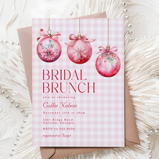 Roze Kerst Ornament Vrijgezellenfeest Brunch Kaart