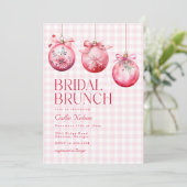 Roze Kerst Ornament Vrijgezellenfeest Brunch Kaart (Staand voorkant)