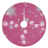 Roze Kerst Ornamente Boomrok Fleece Kerstboom Rok (Voorkant)