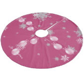 Roze Kerst Ornamente Boomrok Fleece Kerstboom Rok (Gekanteld)
